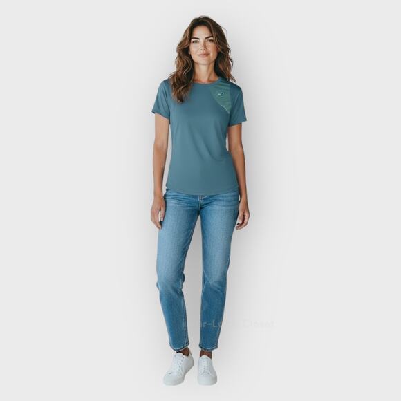 Under Armour Turquoise Iso Chill Running Top Medium Mesh Back Athletic Tee - Picture 2 of 7